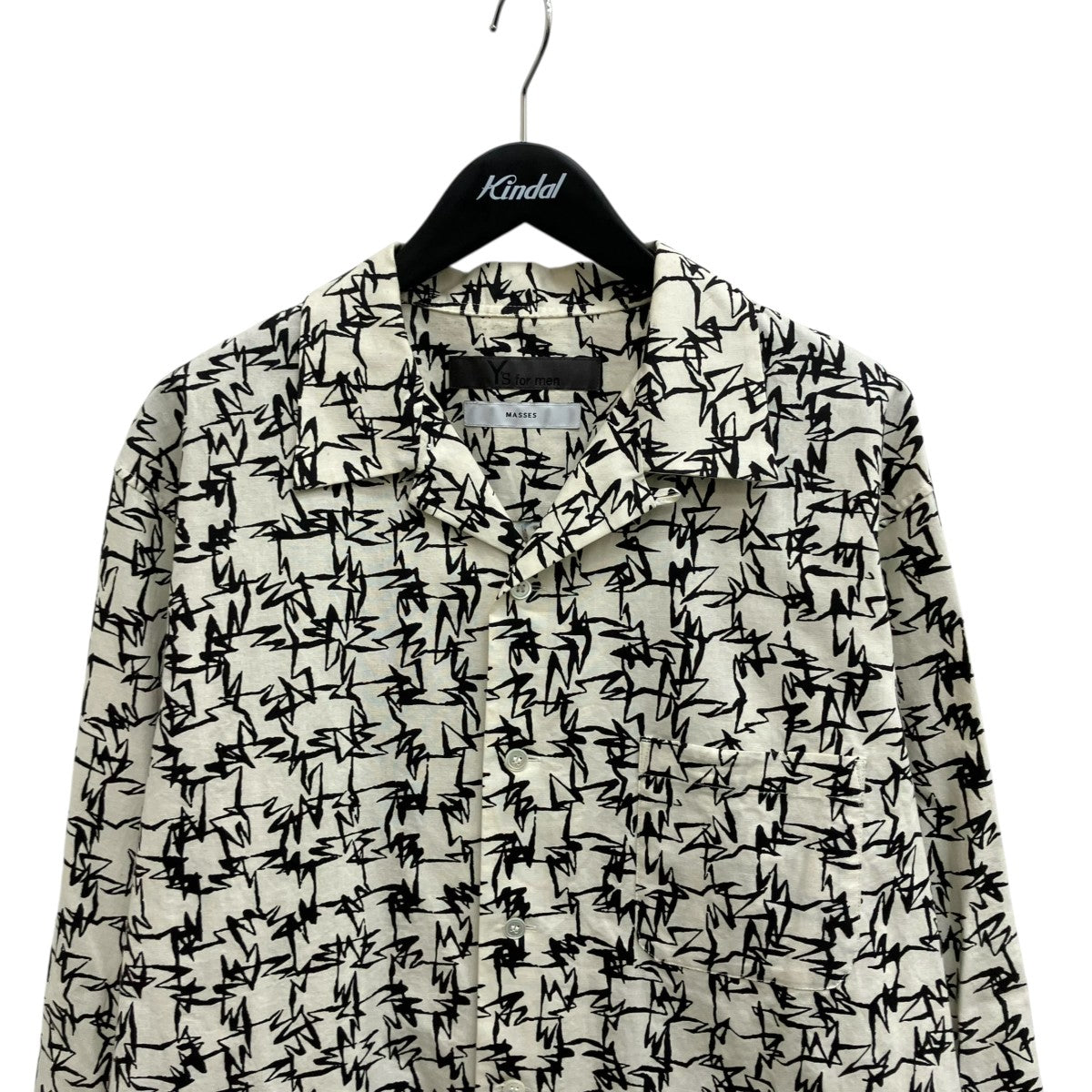 Y’S for men×MASSES COTTON PIGMENT PRINT OPEN COLLAR SHIRT長袖シャツML-B91-044 古着・中古-3枚目のアイテム画像