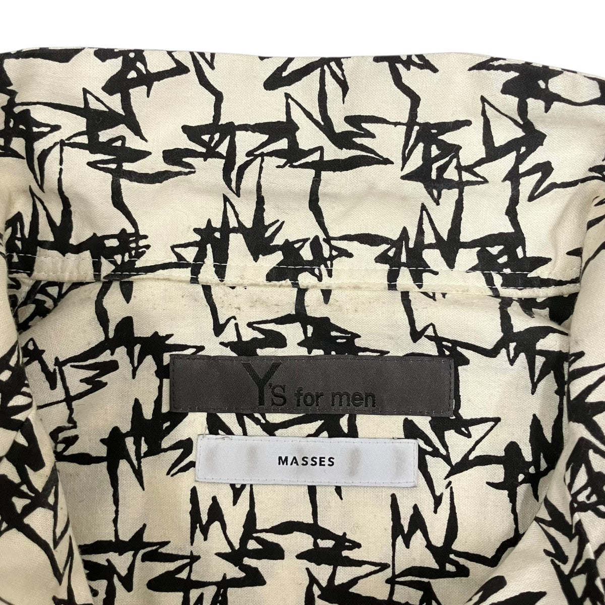 Y’S for men×MASSES COTTON PIGMENT PRINT OPEN COLLAR SHIRT長袖シャツML-B91-044 古着・中古-5枚目のアイテム画像