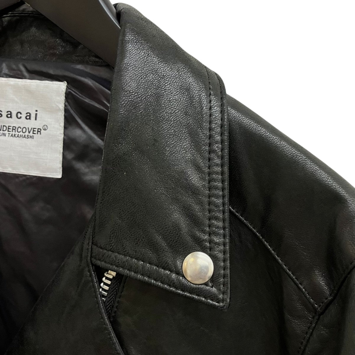 sacai×UNDERCOVER レザーダブルライダース ドッキング パデッドジャケット UCZ9203 古着・中古-5枚目のアイテム画像