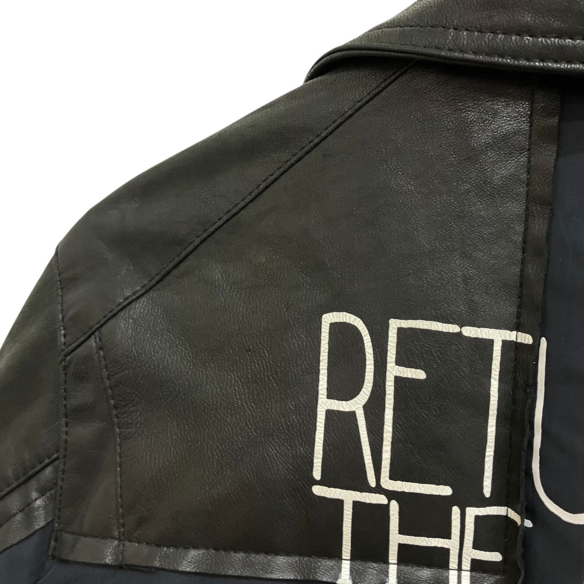 sacai×UNDERCOVER レザーダブルライダース ドッキング パデッドジャケット UCZ9203 古着・中古-6枚目のアイテム画像