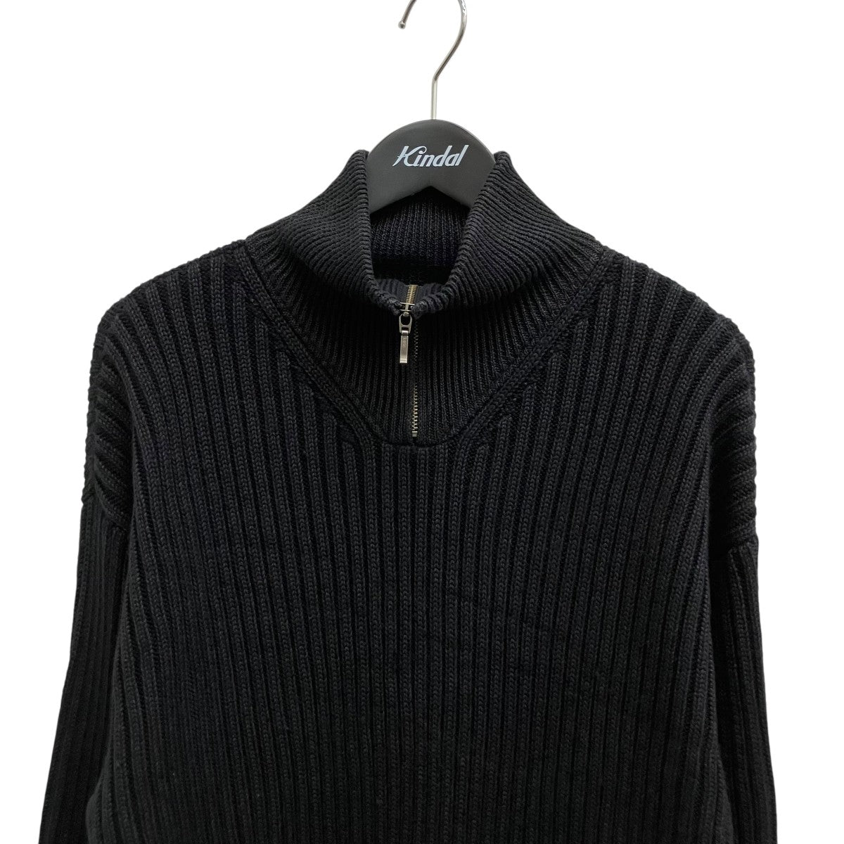 Linen Wool Rib Knit High Neck Half-Zip Pullover ￥61，600-ハーフジップリブニット02254-0025