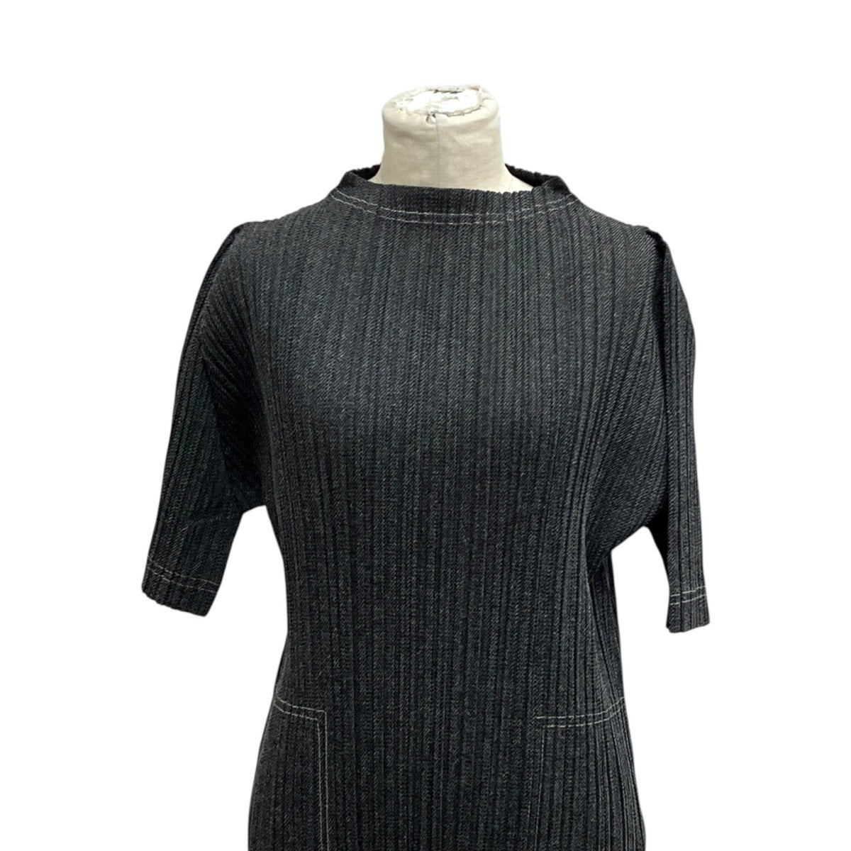 PLEATS PLEASE 25AWCOTTON DENIM半袖ワンピースPP53JH244 古着・中古-3枚目のアイテム画像
