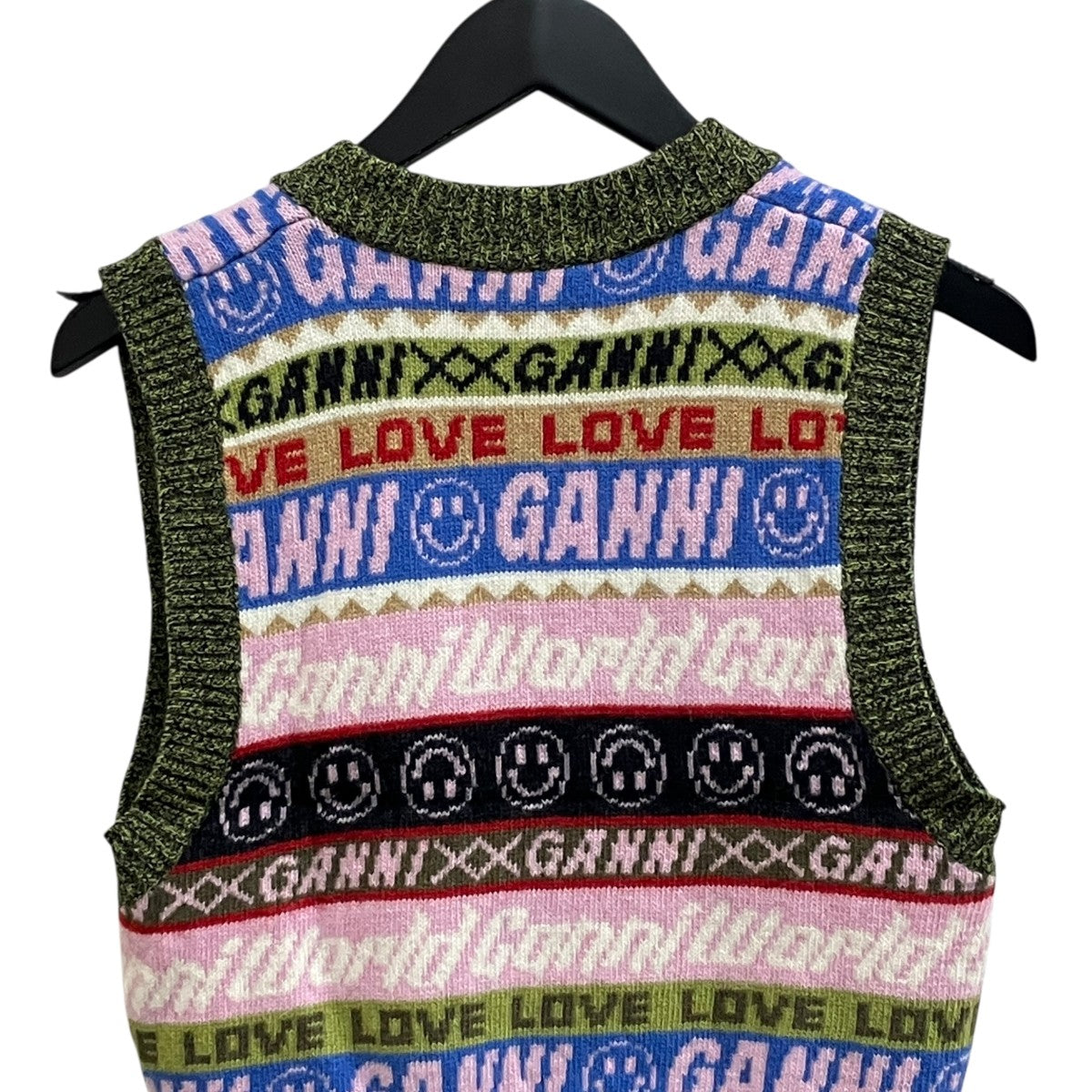 Ganni(ガニー) ニットベスト2562 2562 グリーン×マルチカラー サイズ