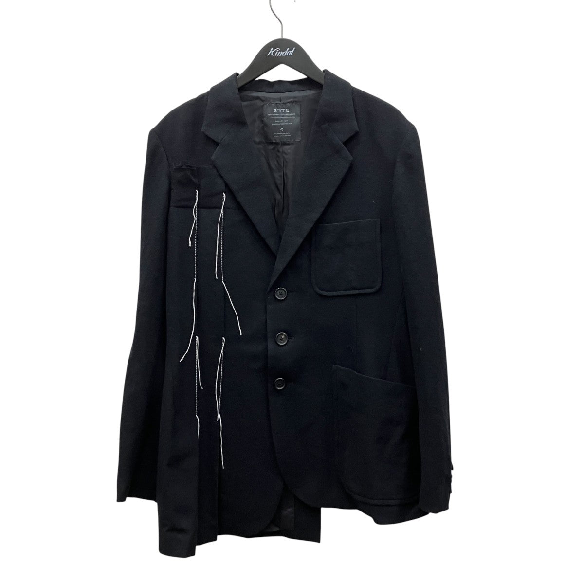 s’yte WOOL VIYELLA ASYMMETRICAL PLEATED JACKET UB-J02-102 古着・中古-1枚目のアイテム画像