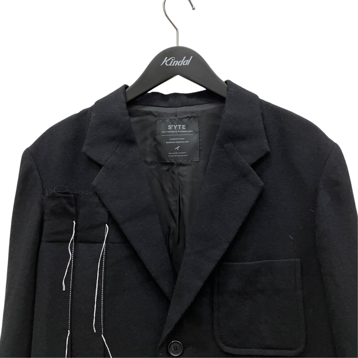 s’yte WOOL VIYELLA ASYMMETRICAL PLEATED JACKET UB-J02-102 古着・中古-3枚目のアイテム画像