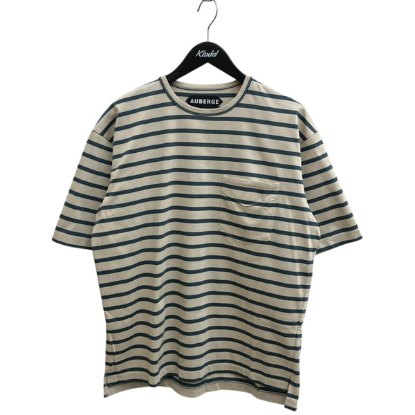 AUBERGE(オーベルジュ) OWENボーダー半袖Tシャツ ベージュ×グリーン
