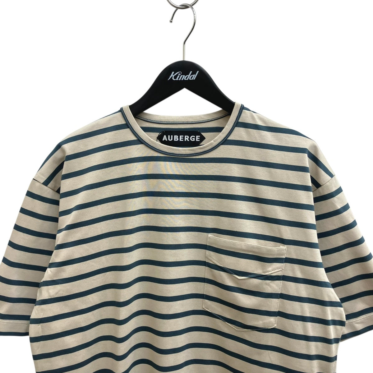 AUBERGE(オーベルジュ) OWENボーダー半袖Tシャツ ベージュ×グリーン