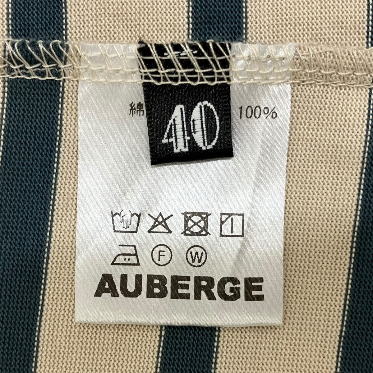 AUBERGE(オーベルジュ) OWENボーダー半袖Tシャツ ベージュ×グリーン