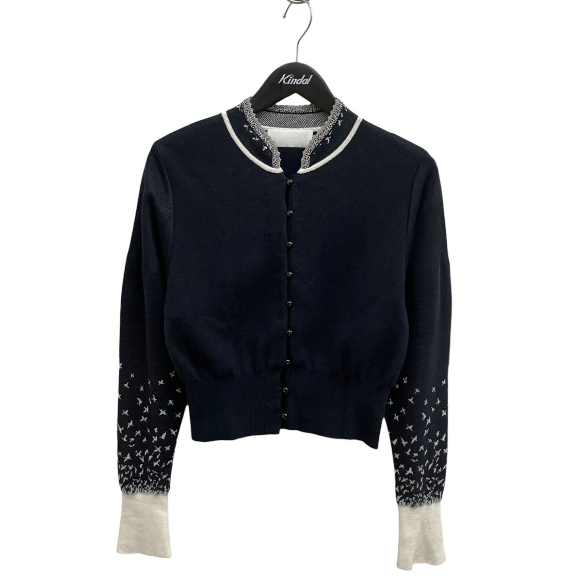 mame kurogouchi Crane Pattern Jacquard Knitted CardiganニットカーディガンMM23PS-KN726 古着・中古-1枚目のアイテム画像