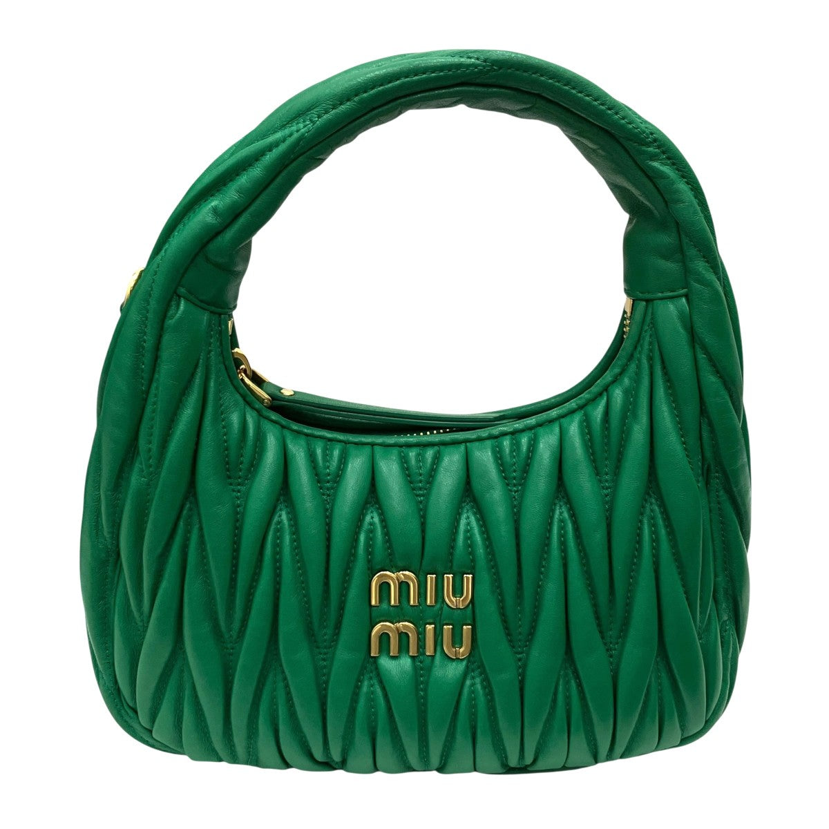 MIU MIU ワンダー マテラッセレザー ホーボーバッグ 5BC125 古着・中古-1枚目のアイテム画像