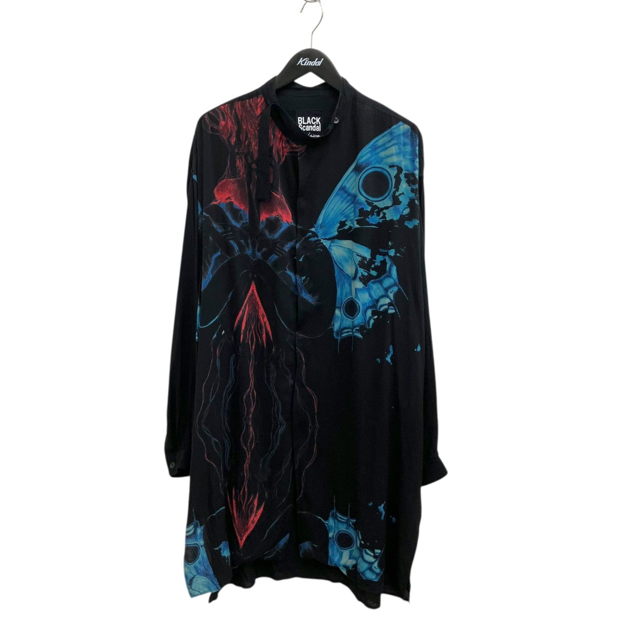 YOHJI YAMAMOTO 内田すずめ 分裂蝶々 Deformation stand collar Print blouse長袖シャツHN-B56-819 古着・中古-1枚目のアイテム画像