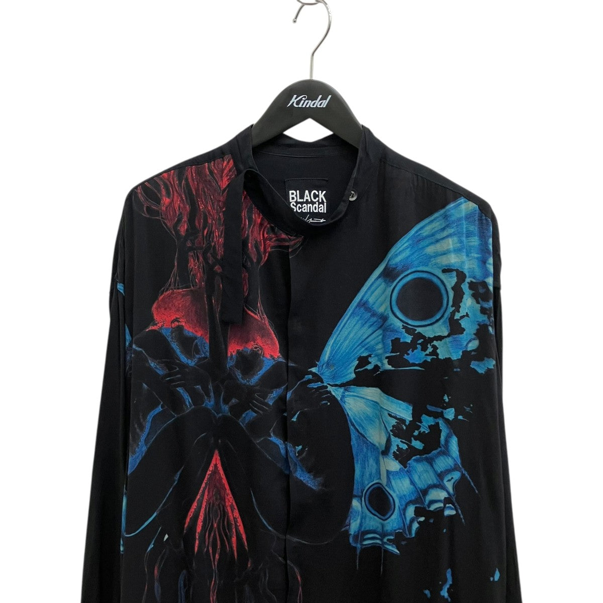 YOHJI YAMAMOTO 内田すずめ 分裂蝶々 Deformation stand collar Print blouse長袖シャツHN-B56-819 古着・中古-3枚目のアイテム画像