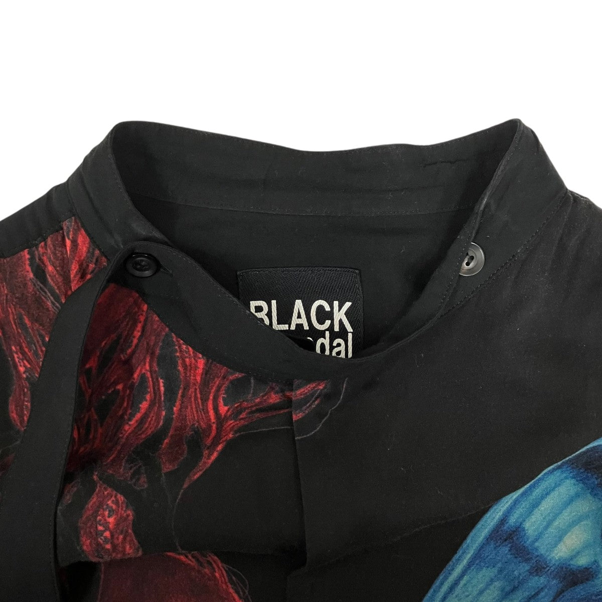 YOHJI YAMAMOTO 内田すずめ 分裂蝶々 Deformation stand collar Print blouse長袖シャツHN-B56-819 古着・中古-6枚目のアイテム画像