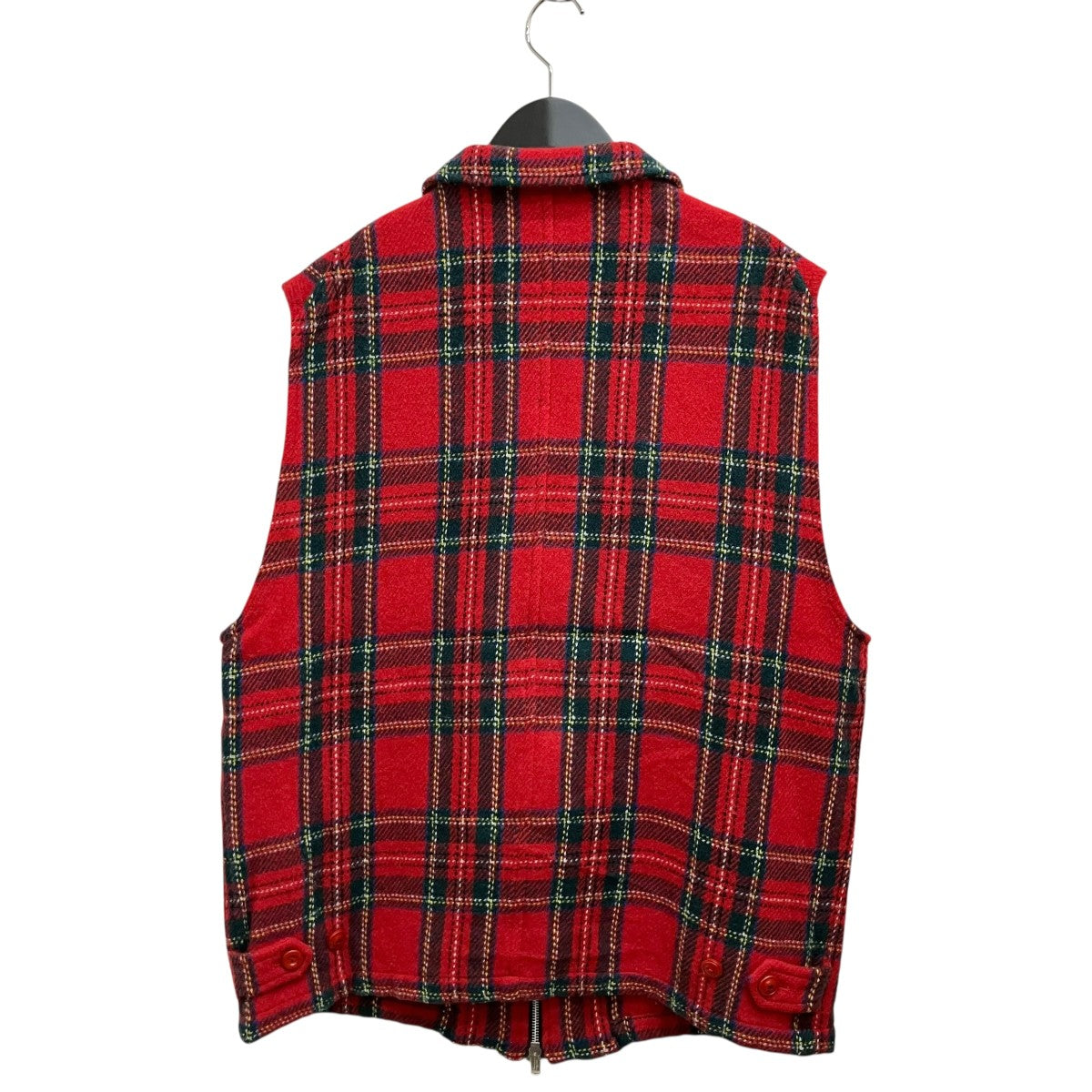 check plaid zip-front giletチェックベストUC2E4002