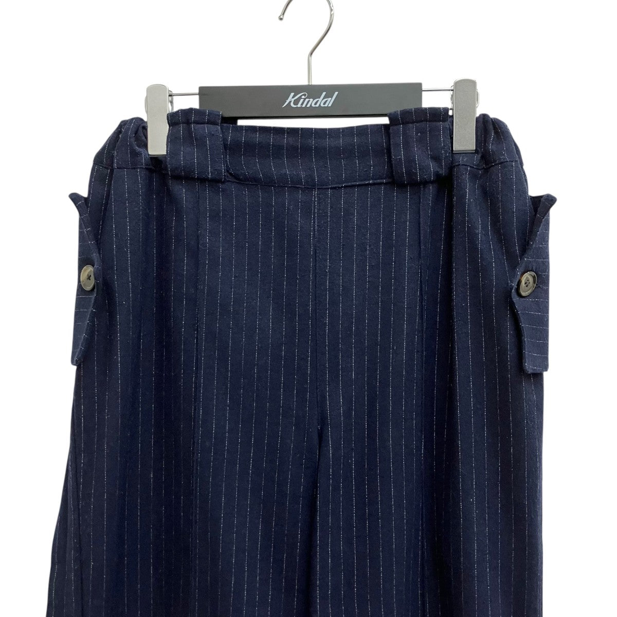 BORAMY VIGUIER NAVY PINSTRIPE WOOL TROUSERSパンツ 古着・中古-3枚目のアイテム画像