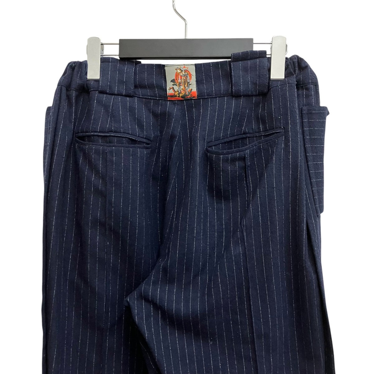 BORAMY VIGUIER NAVY PINSTRIPE WOOL TROUSERSパンツ 古着・中古-4枚目のアイテム画像