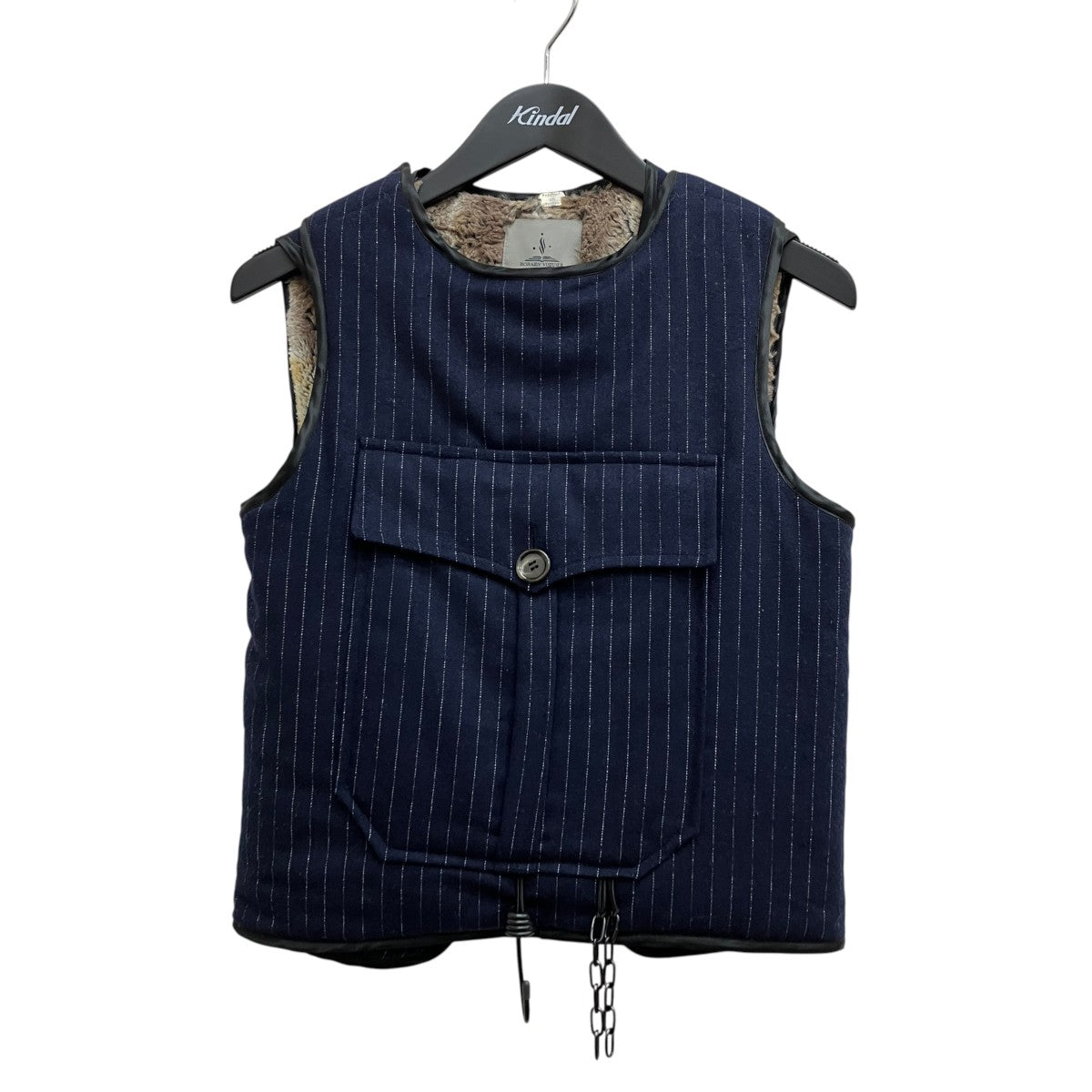 NAVY PINSTRIPE WOOL ATLAS VEST
