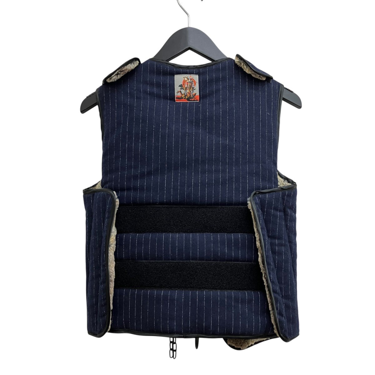 NAVY PINSTRIPE WOOL ATLAS VEST
