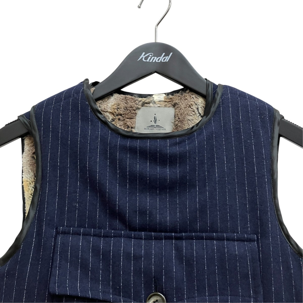 NAVY PINSTRIPE WOOL ATLAS VEST
