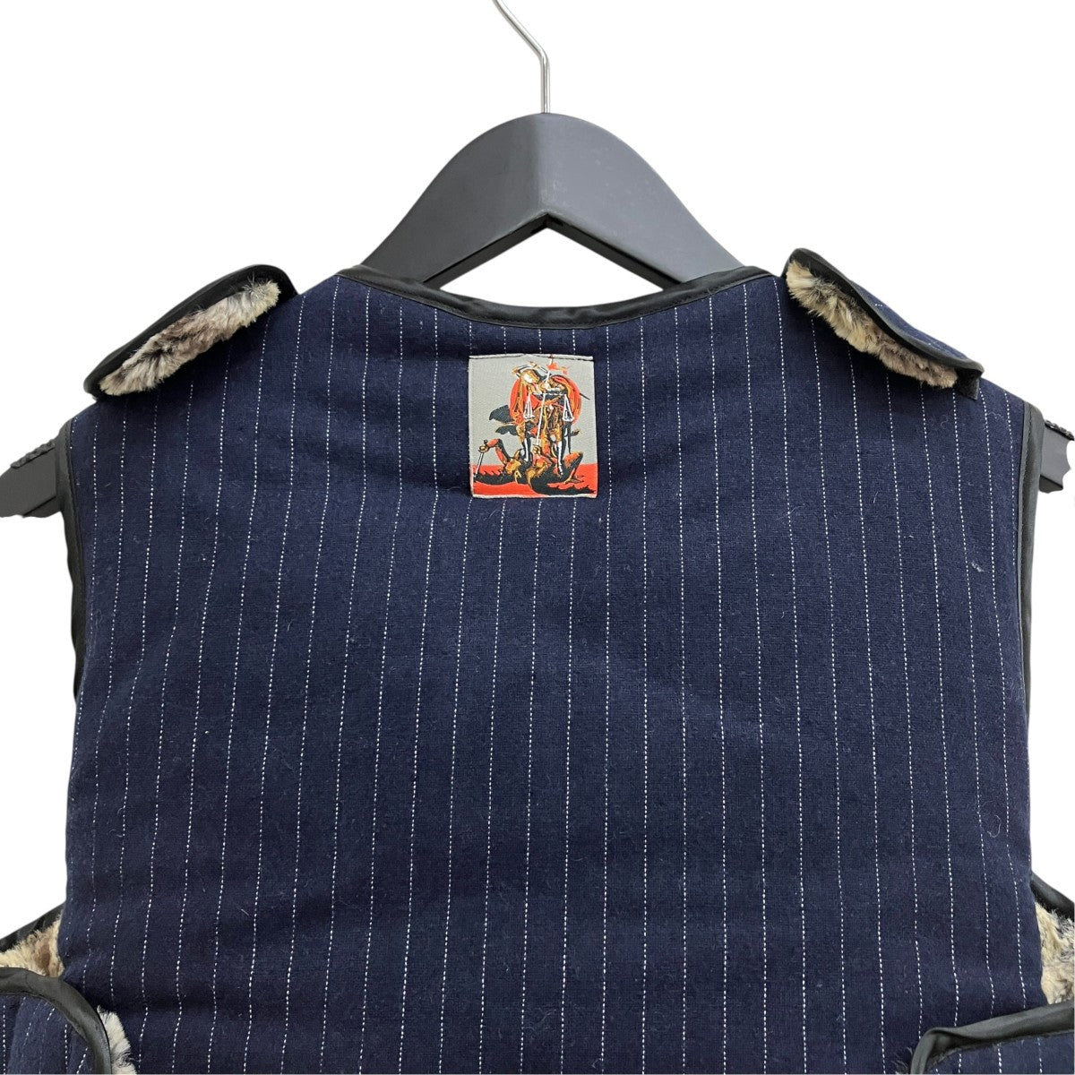 NAVY PINSTRIPE WOOL ATLAS VEST