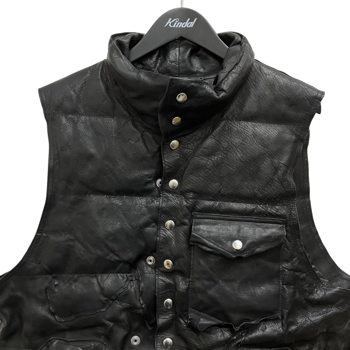 GOOD KARMA DEVELOPMENT LEATHER DOWN VEST GRIZZLYレザーベスト 古着・中古-3枚目のアイテム画像