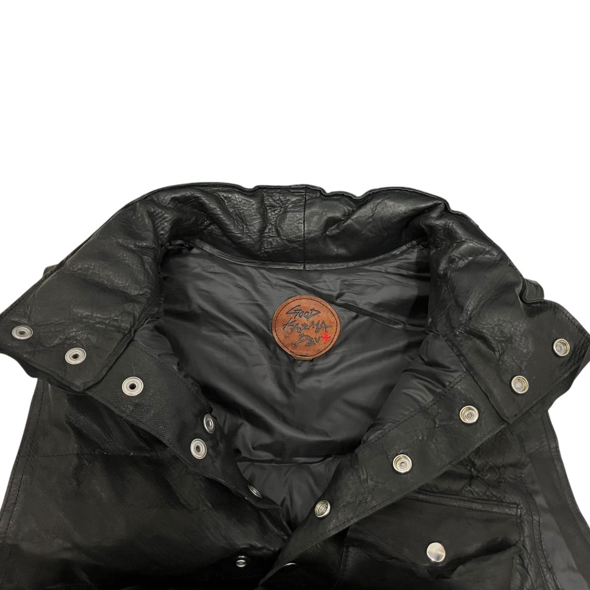 GOOD KARMA DEVELOPMENT LEATHER DOWN VEST GRIZZLYレザーベスト 古着・中古-5枚目のアイテム画像