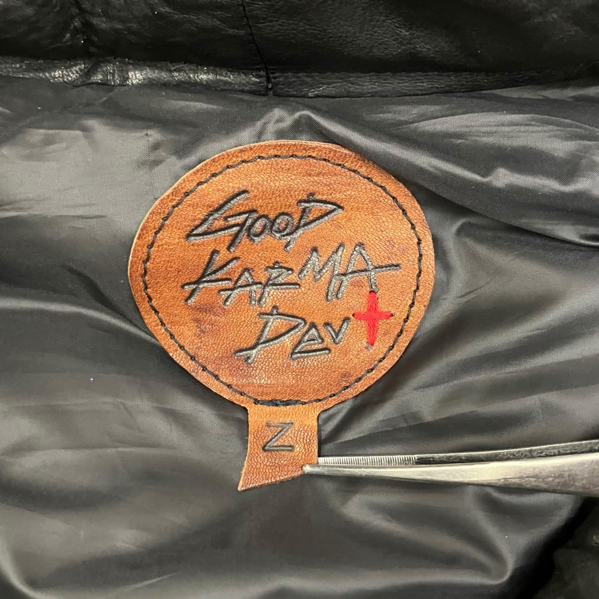 GOOD KARMA DEVELOPMENT LEATHER DOWN VEST GRIZZLYレザーベスト 古着・中古-6枚目のアイテム画像