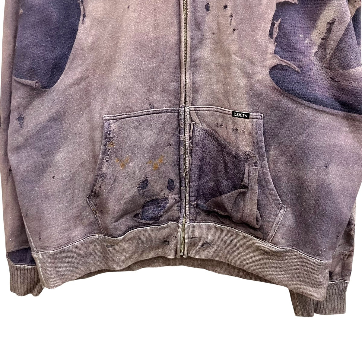 KAMIYA Trompe L’oeil Print Zip-up Hoodie NavyパーカーG15HD114 古着・中古-4枚目のアイテム画像