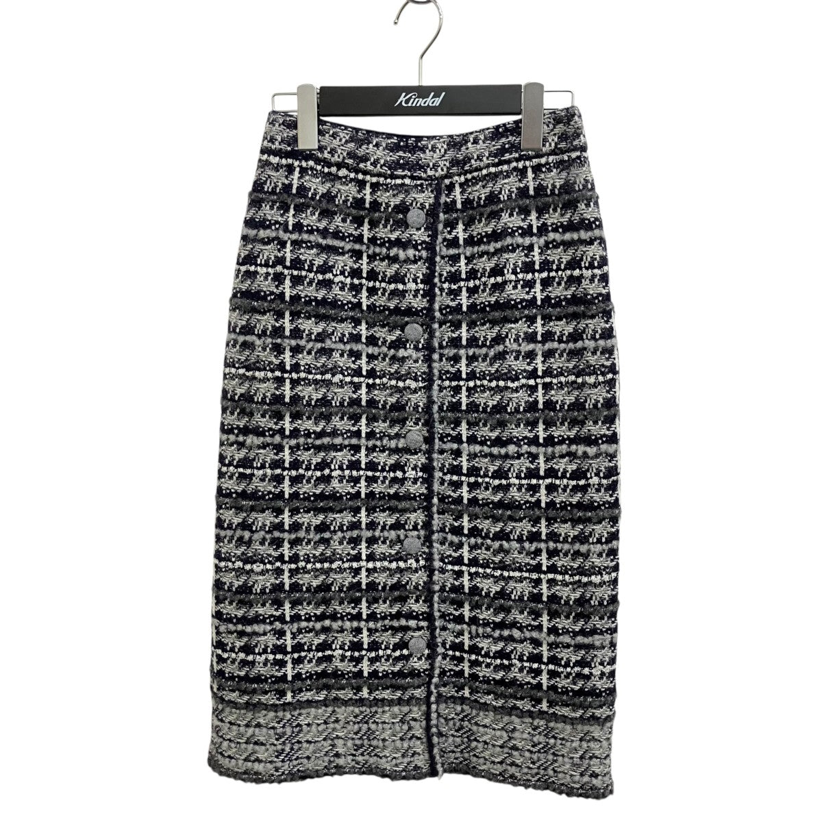 Checked wool-blend boucle skirtツイードスカートFKK107A-Y9021-035