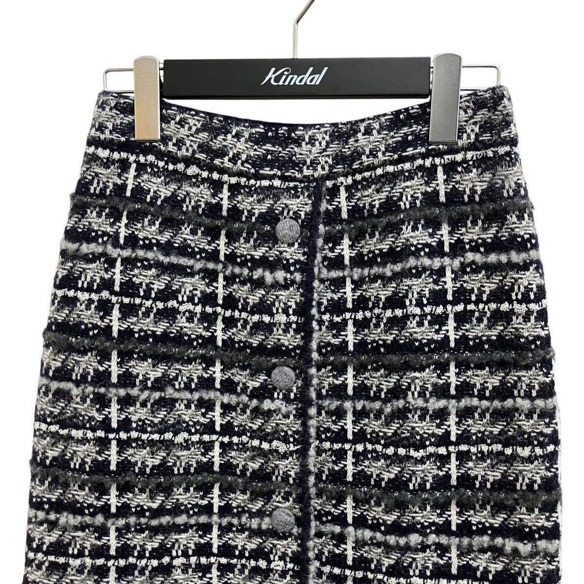 Checked wool-blend boucle skirtツイードスカートFKK107A-Y9021-035