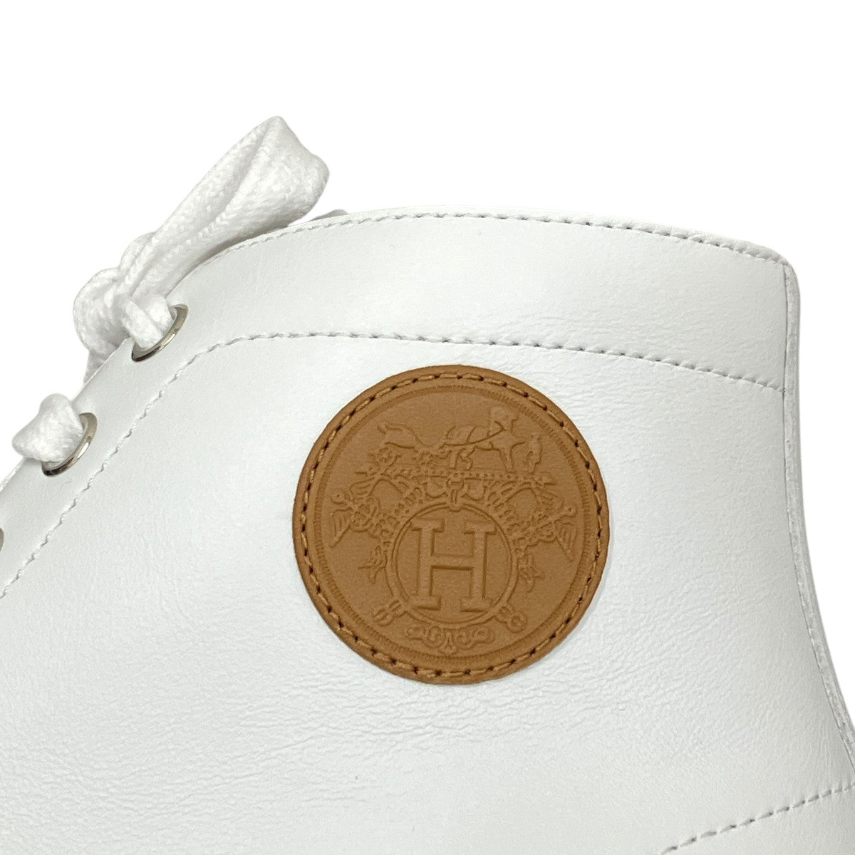 【美品】 HERMES エルメス ホワイト ハイカットブーツ 37 HERMES ハイカットスニーカー ゴールド金具 デイドリーム レディース