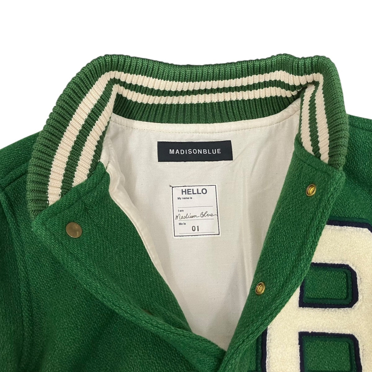 美品 MADISONBLUE スタジャン ショッパー付き MADISON BLUE(マディソンブルー) 23AWCOMPACT STADIUM BOMBER JK
