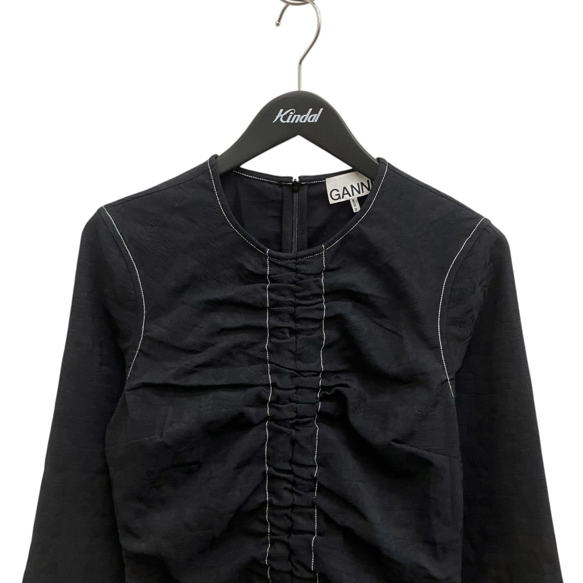 Ganni Stretch Jacquard Ruched Blouse長袖ブラウスEUH-52010-B 古着・中古-3枚目のアイテム画像