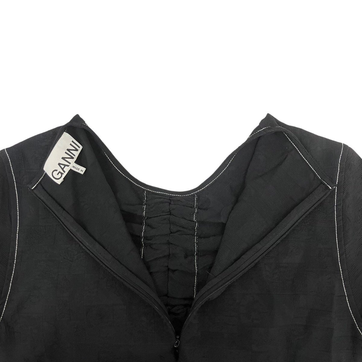 Ganni Stretch Jacquard Ruched Blouse長袖ブラウスEUH-52010-B 古着・中古-6枚目のアイテム画像