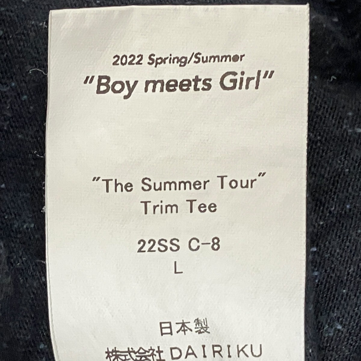 DAIRIKU The Summer Tour Trim TeeTシャツ22SS C-8 古着・中古-8枚目のアイテム画像