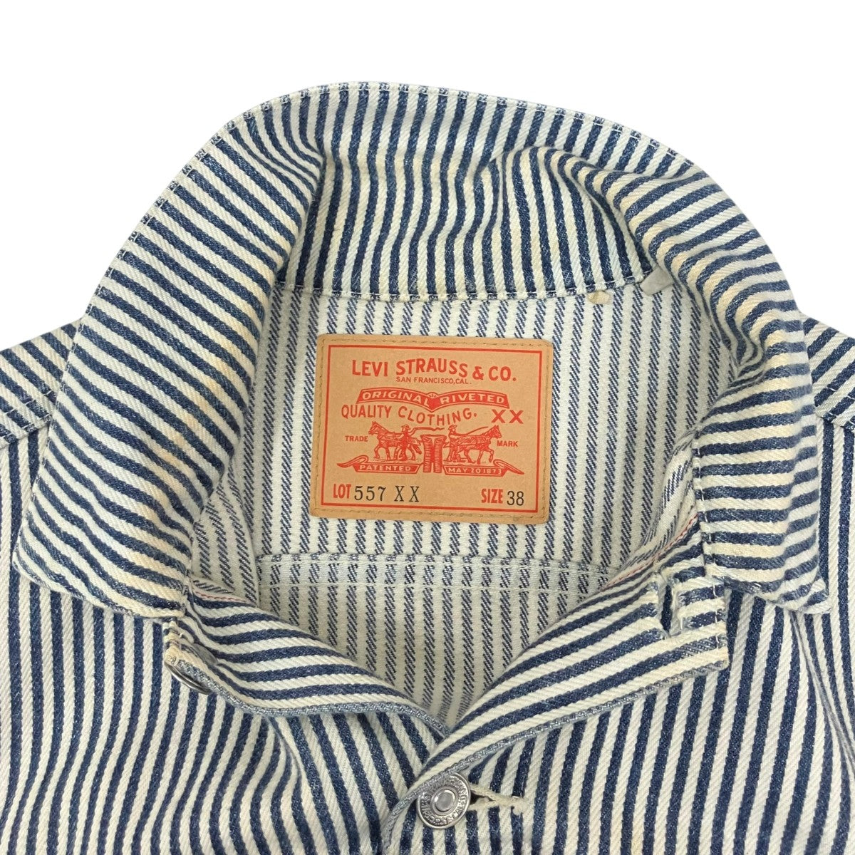 LEVI’S HICKORY STRIPE 557 XX TRUCKER DENIM JACKETデニムジャケットPO-4515039796 古着・中古-7枚目のアイテム画像