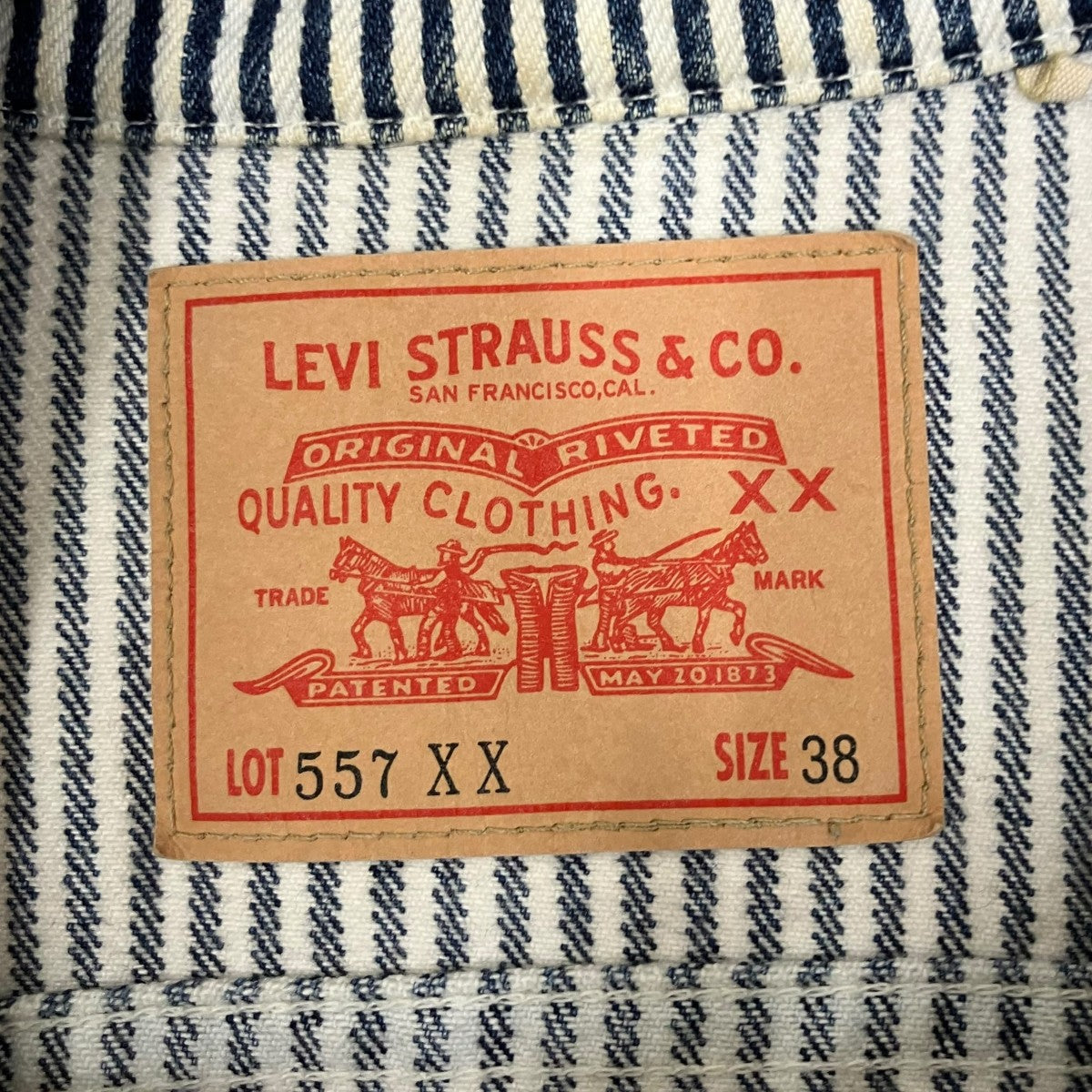LEVI’S HICKORY STRIPE 557 XX TRUCKER DENIM JACKETデニムジャケットPO-4515039796 古着・中古-8枚目のアイテム画像