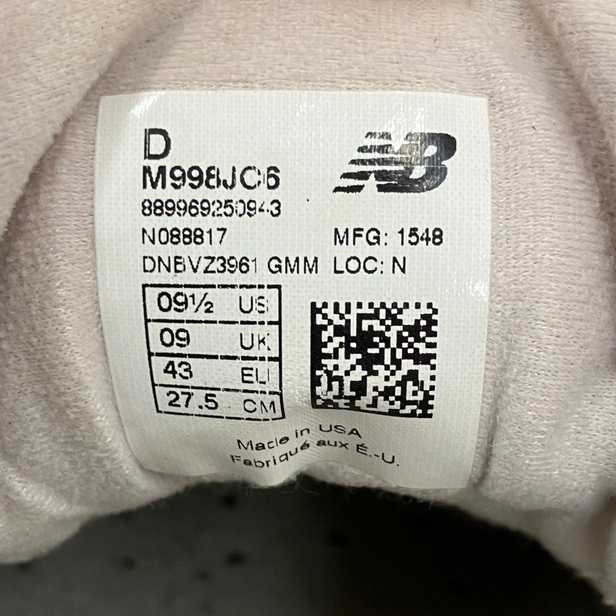 NEW BALANCE×J．CREW スニーカーM998JC6 古着・中古-10枚目のアイテム画像