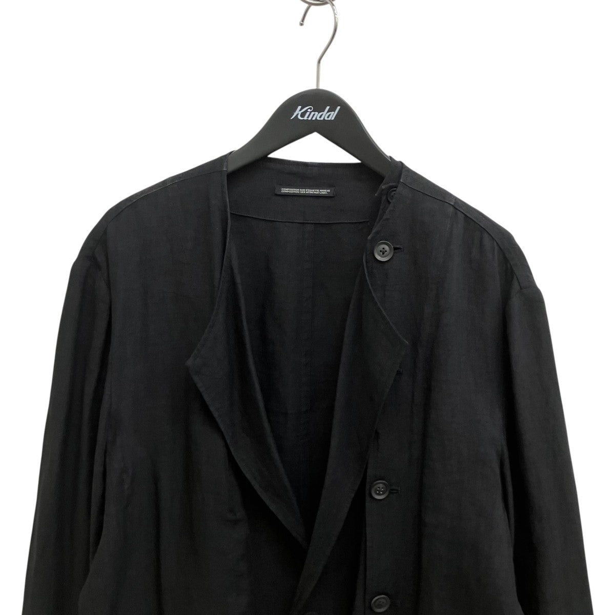 Yohji Yamamoto pour homme N-襟なし左身釦あきリネンジャケット HD-J21-303 古着・中古-3枚目のアイテム画像