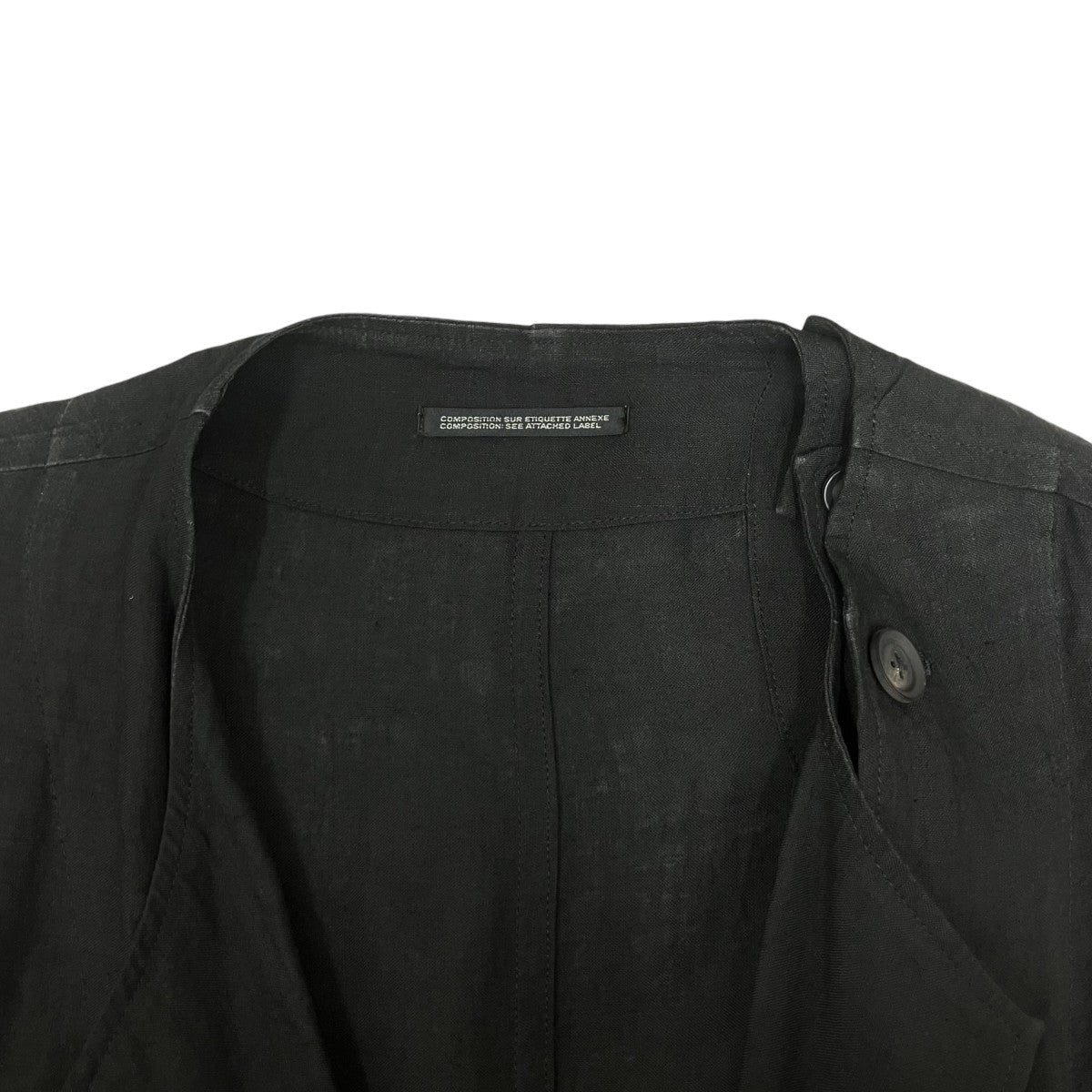 Yohji Yamamoto pour homme N-襟なし左身釦あきリネンジャケット HD-J21-303 古着・中古-5枚目のアイテム画像