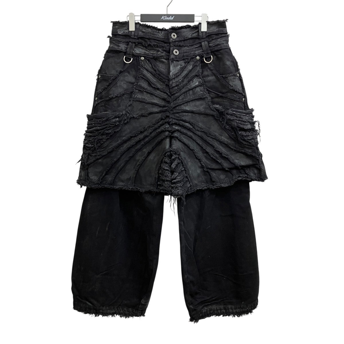 Thought We Friends Attached Detachable Waxed Distressed Denims 古着・中古-1枚目のアイテム画像