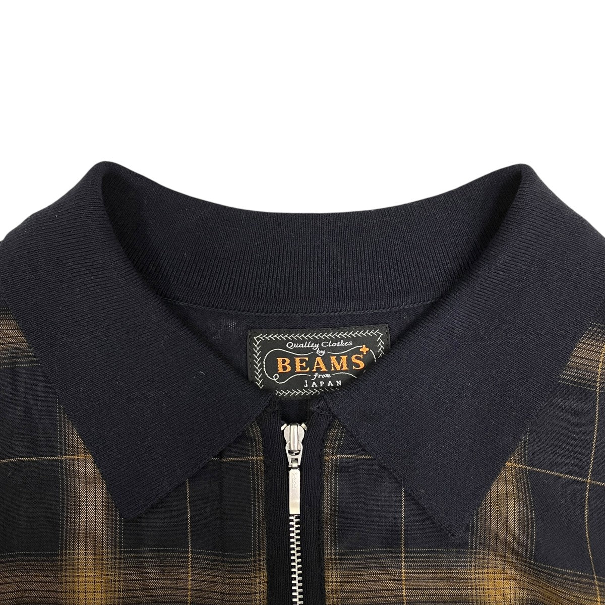 BEAMS Half Zip Panel Polo Ombre Plaidポロシャツ38-02-0075-156 古着・中古-5枚目のアイテム画像