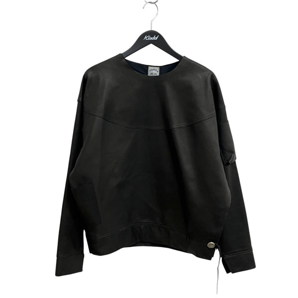 t*o様 新品 SUNSEA Technowlgia スウェット ブラック サイ SUNSEA(サンシー) LEATHER SWEATSHIRTレザースウェット22A25 22A25