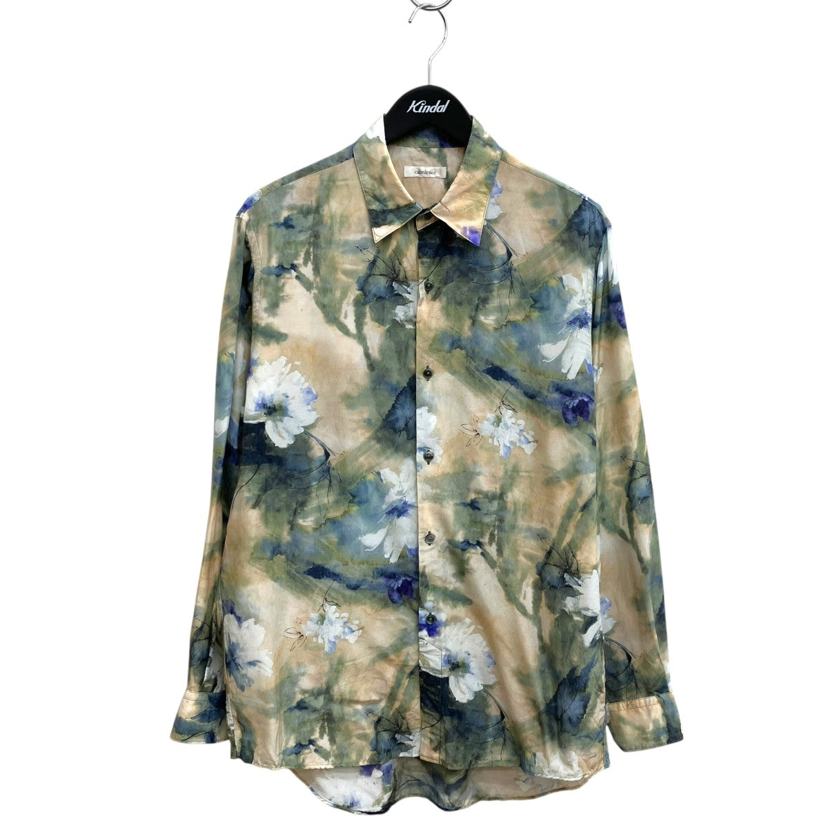 Calmlence 26SSRegular Collar Shirt Flower Print Silk Cupla．ブラウスSHIRT036 古着・中古-1枚目のアイテム画像