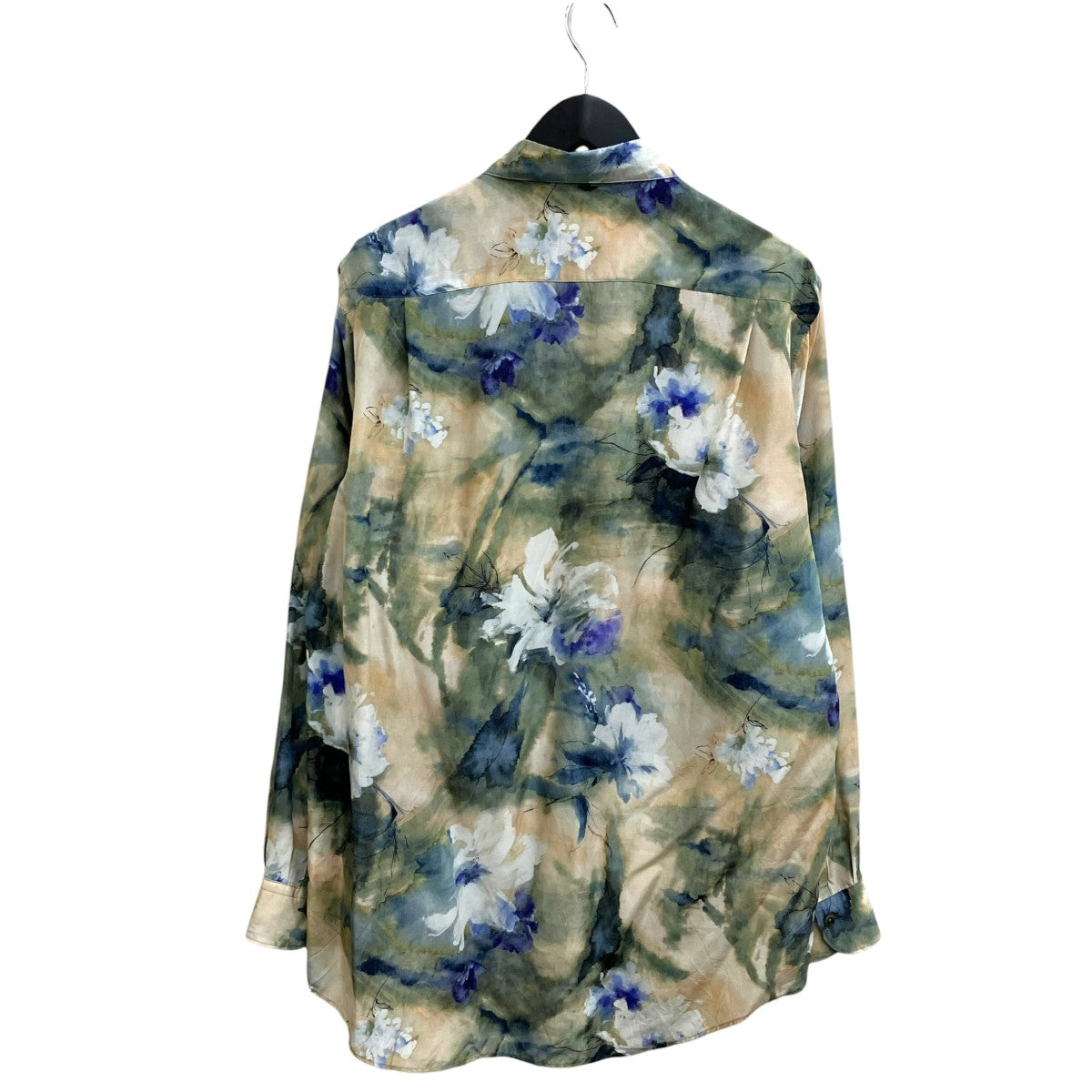 Calmlence 26SSRegular Collar Shirt Flower Print Silk Cupla．ブラウスSHIRT036 古着・中古-2枚目のアイテム画像