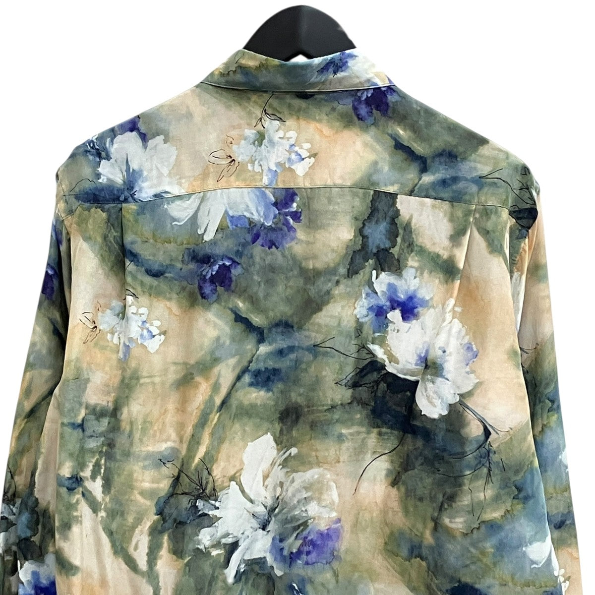 Calmlence 26SSRegular Collar Shirt Flower Print Silk Cupla．ブラウスSHIRT036 古着・中古-4枚目のアイテム画像