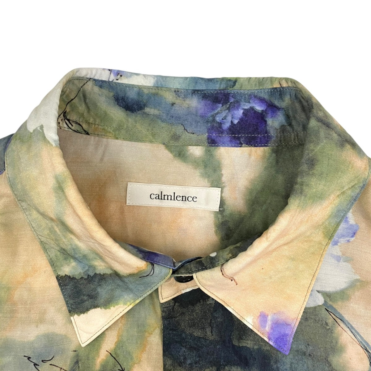 Calmlence 26SSRegular Collar Shirt Flower Print Silk Cupla．ブラウスSHIRT036 古着・中古-5枚目のアイテム画像