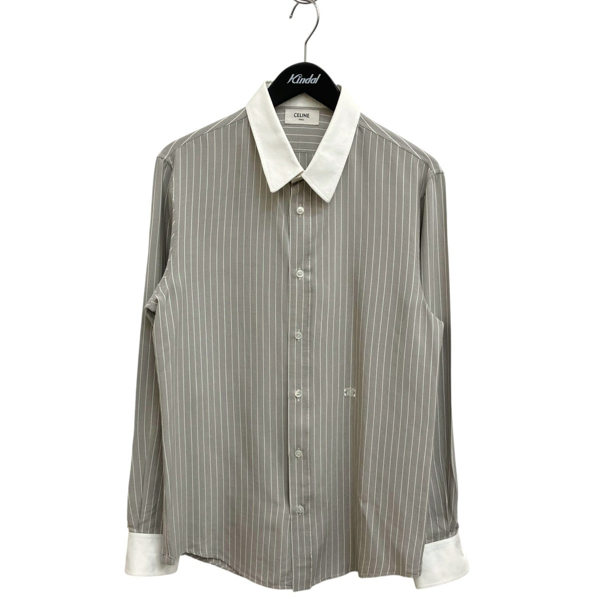 CELINE loose carnaby shirt in striped silkストライプ長袖シャツ2C72A9488 古着・中古-1枚目のアイテム画像