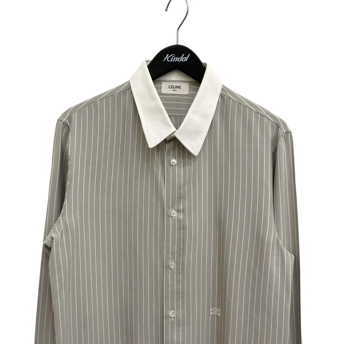 CELINE loose carnaby shirt in striped silkストライプ長袖シャツ2C72A9488 古着・中古-3枚目のアイテム画像