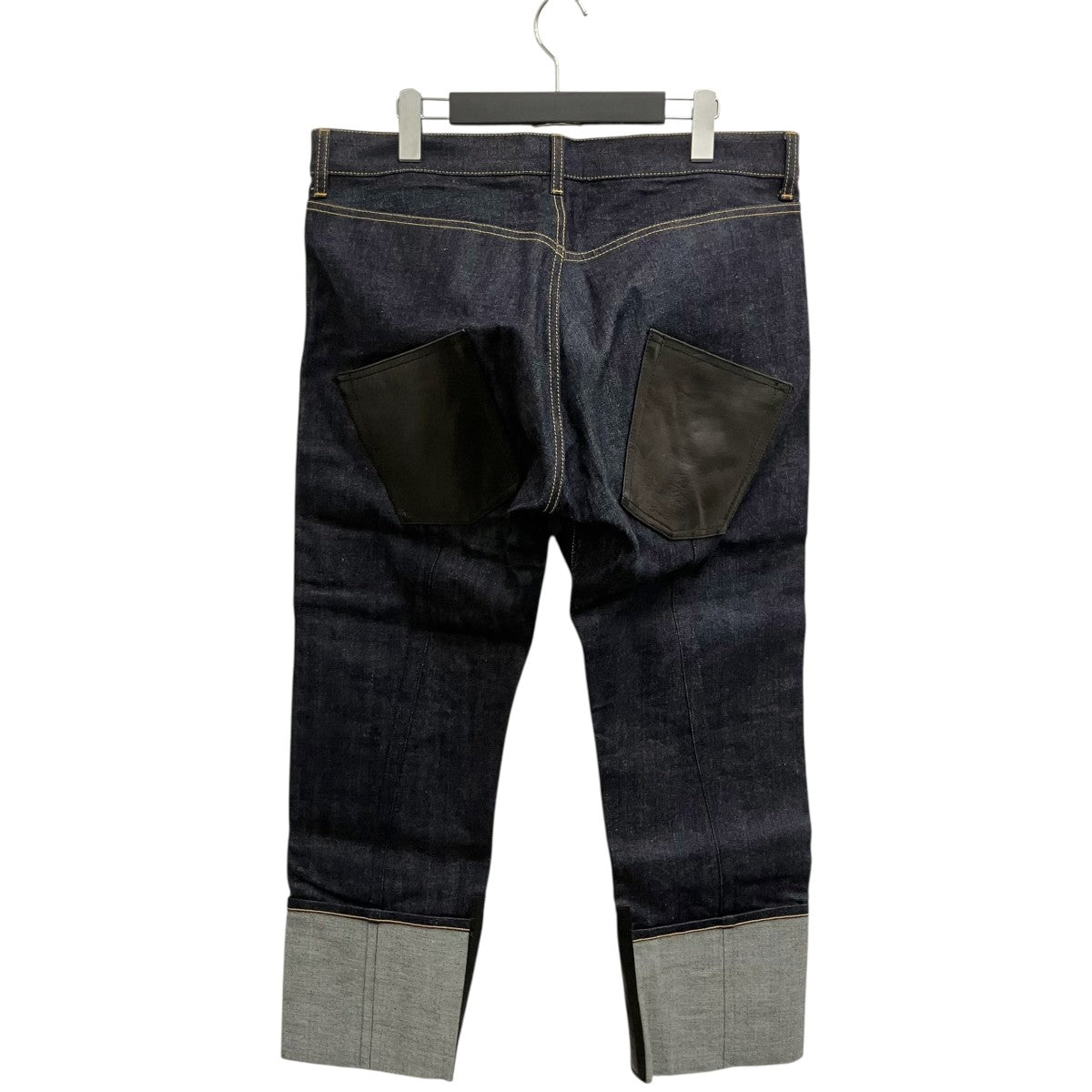 JUNYA WATANABE MAN 25AW フランネル切替レザーパッチデニムパンツ WP-P035 古着・中古-2枚目のアイテム画像